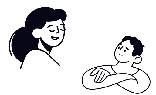 Illustration de deux personnes qui discutent
