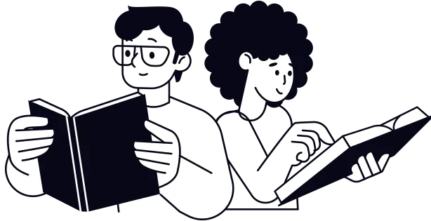 Illustration de deux étudiants qui étudient